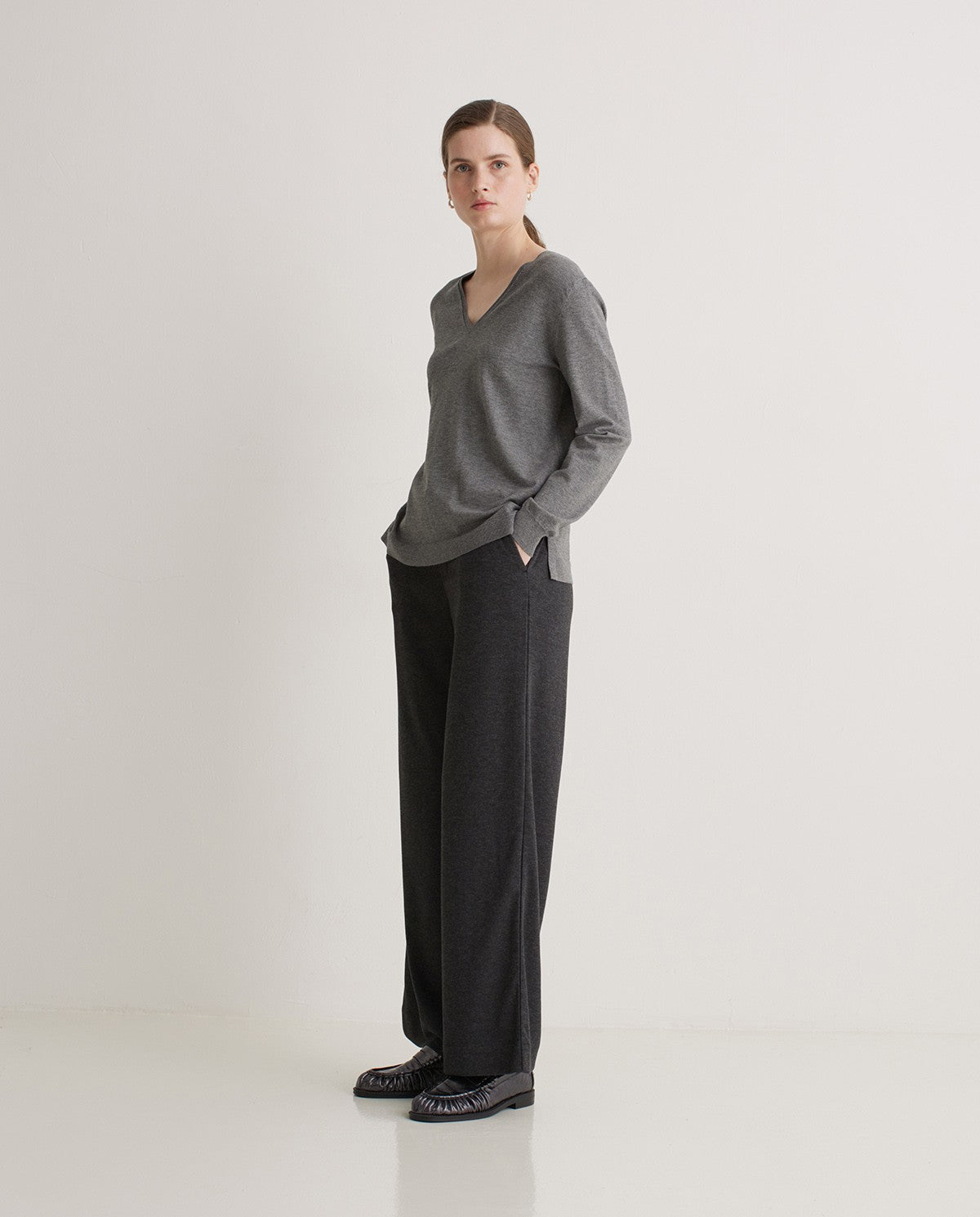 YERSE - Pantalone in maglia, Antracite