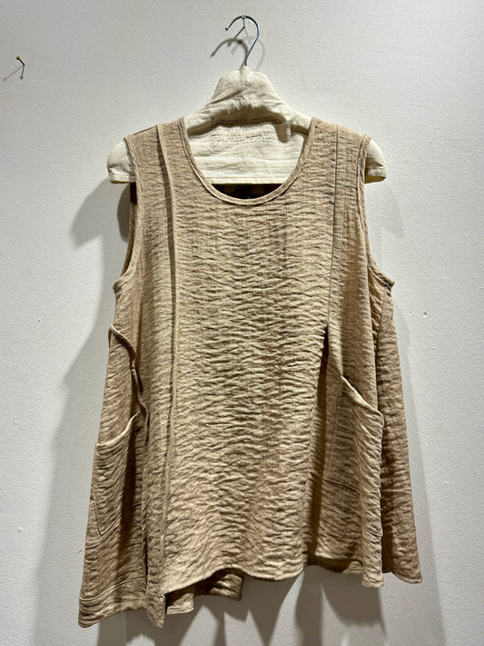 TADASHI - Canotta tasche nervature, Beige