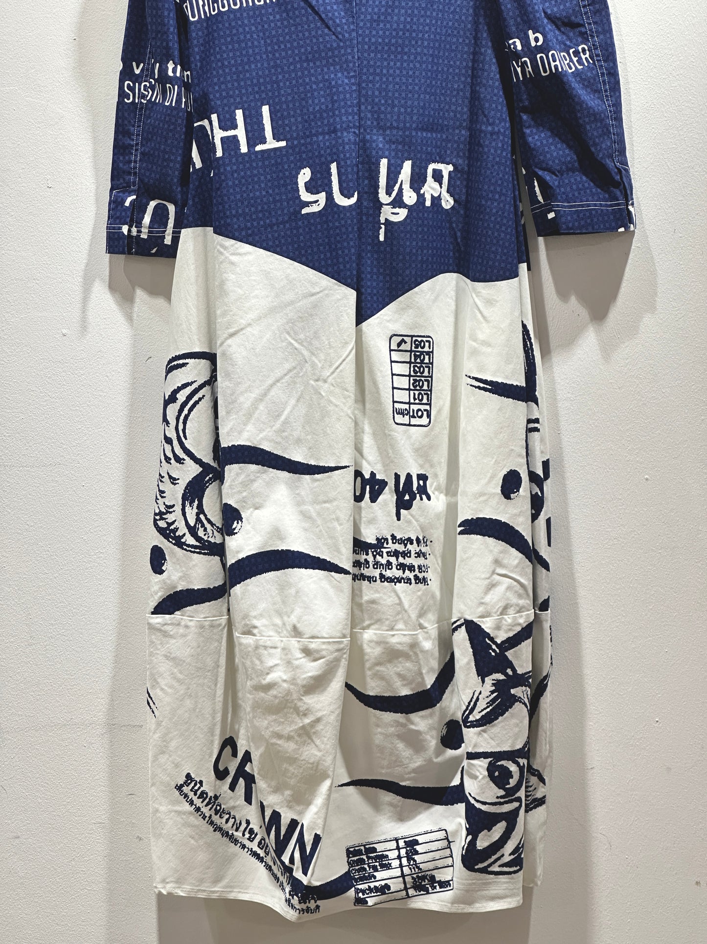RUNDHOLZ - Abito stampato manica 3/4, Navy Print