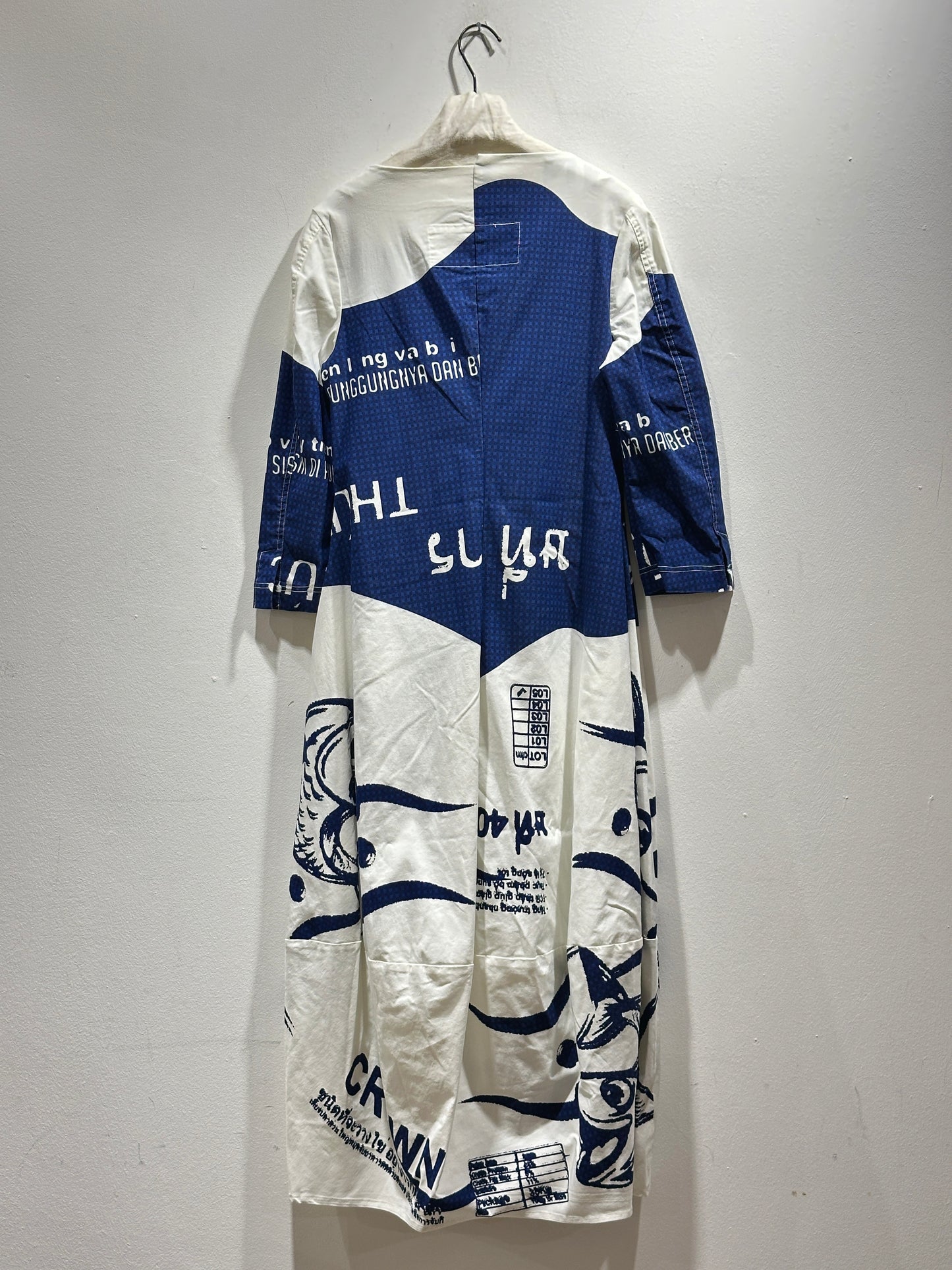 RUNDHOLZ - Abito stampato manica 3/4, Navy Print