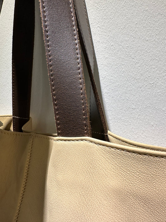 ALESSIA SANTI - Shopper vera pelle, Crema