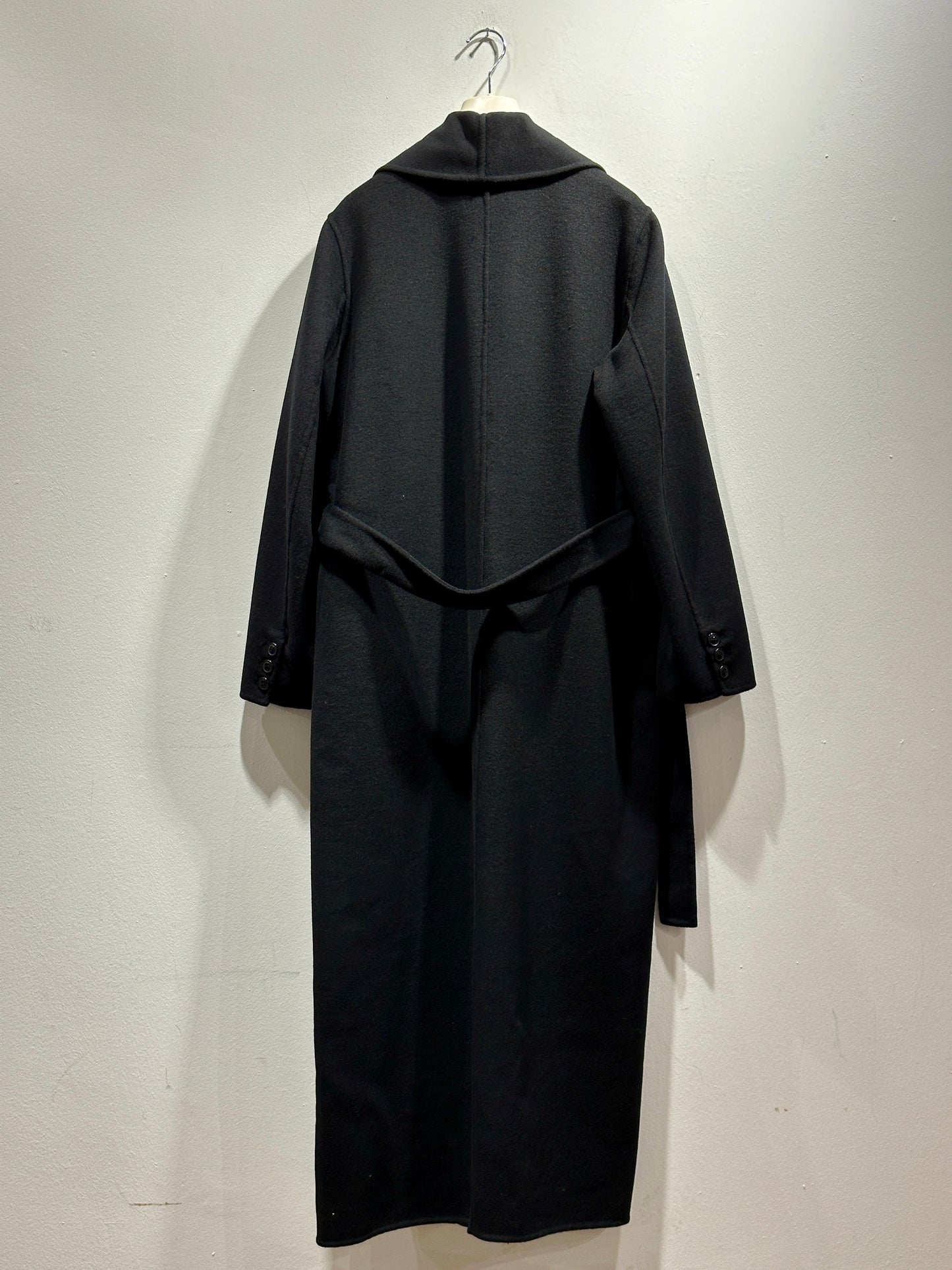 ALESSIA SANTI - Cappotto lungo misto lana con fusciacca, Nero