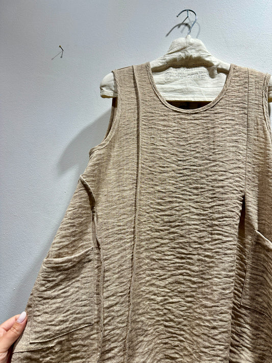 TADASHI - Canotta tasche nervature, Beige