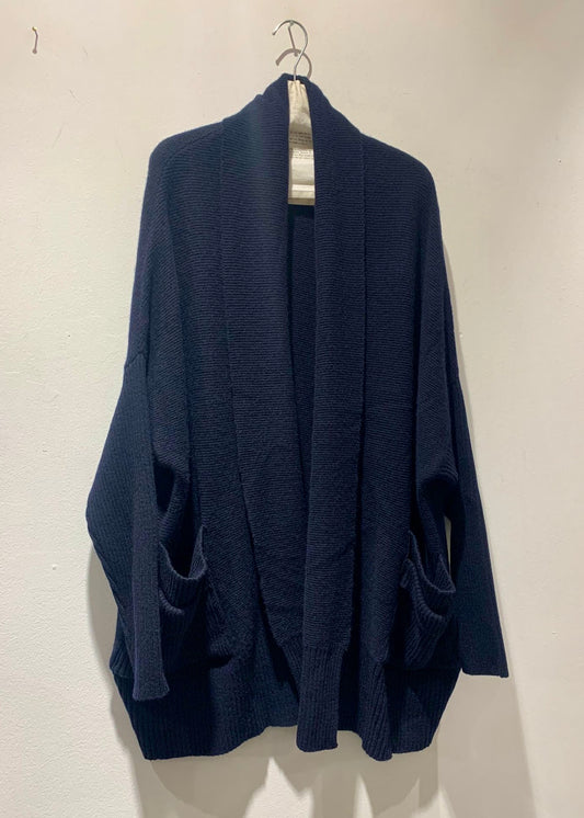 KNIT KNIT - Cardigan oversize misto lana, Navy