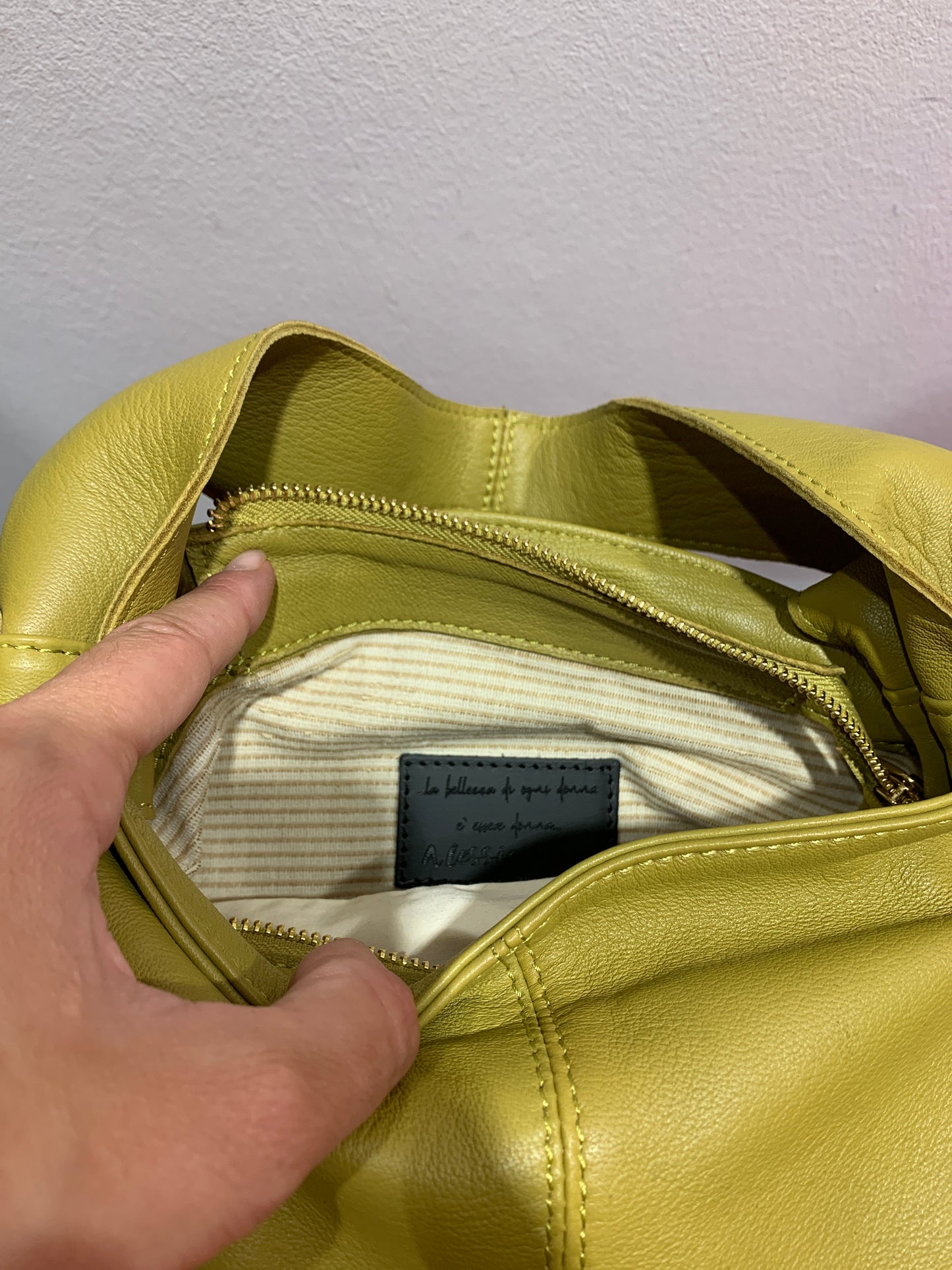 ALESSIA SANTI - Borsa in pelle con tracolla, senape