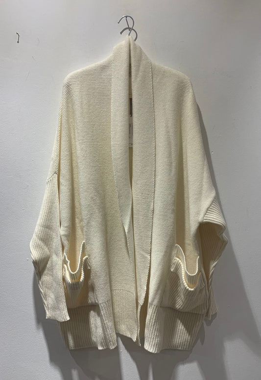 KNIT KNIT - Cardigan oversize misto lana, Latte