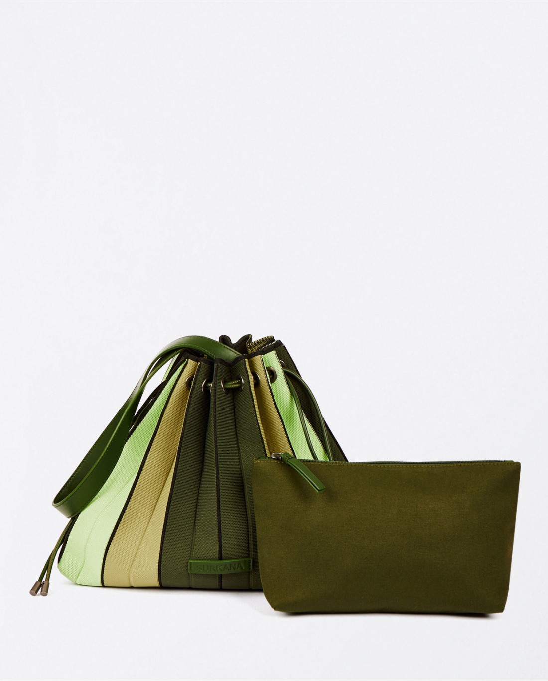 SURKANA - Borsetta a spalla in maglia plissettata, Verde