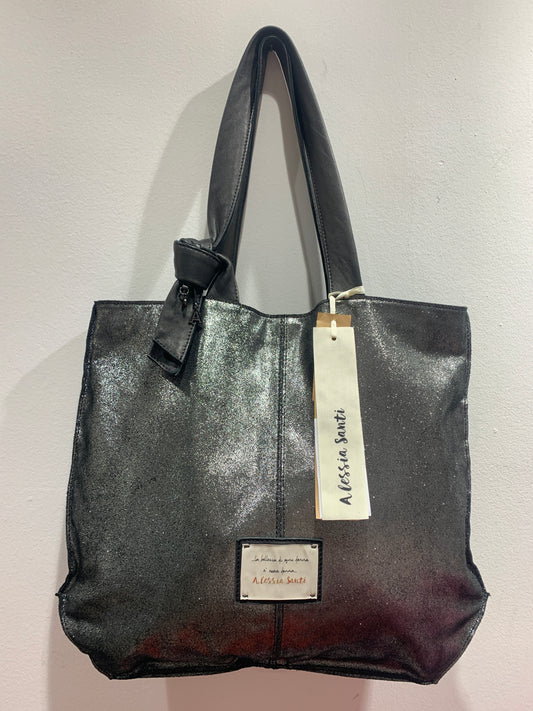 ALESSIA SANTI - Borsa in Pelle nera lurex