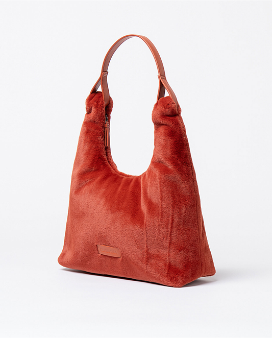 SURKANA - Shopper effetto peluche, Mattone