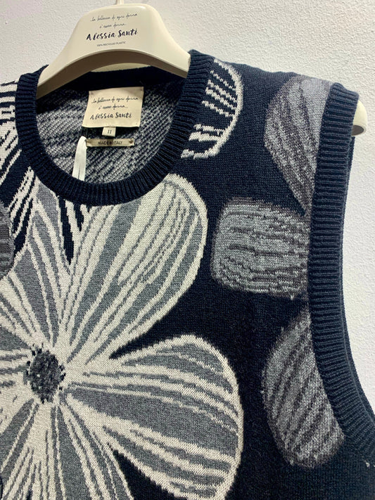 ALESSIA SANTI - Gilet stampa floreale, Nero