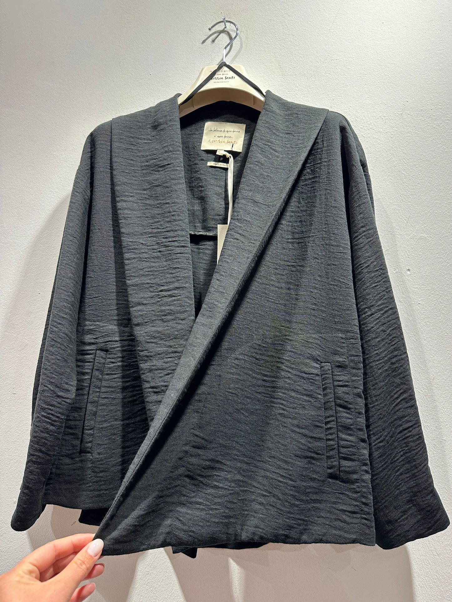 ALESSIA SANTI - Giacca aperta in crepe, Nero