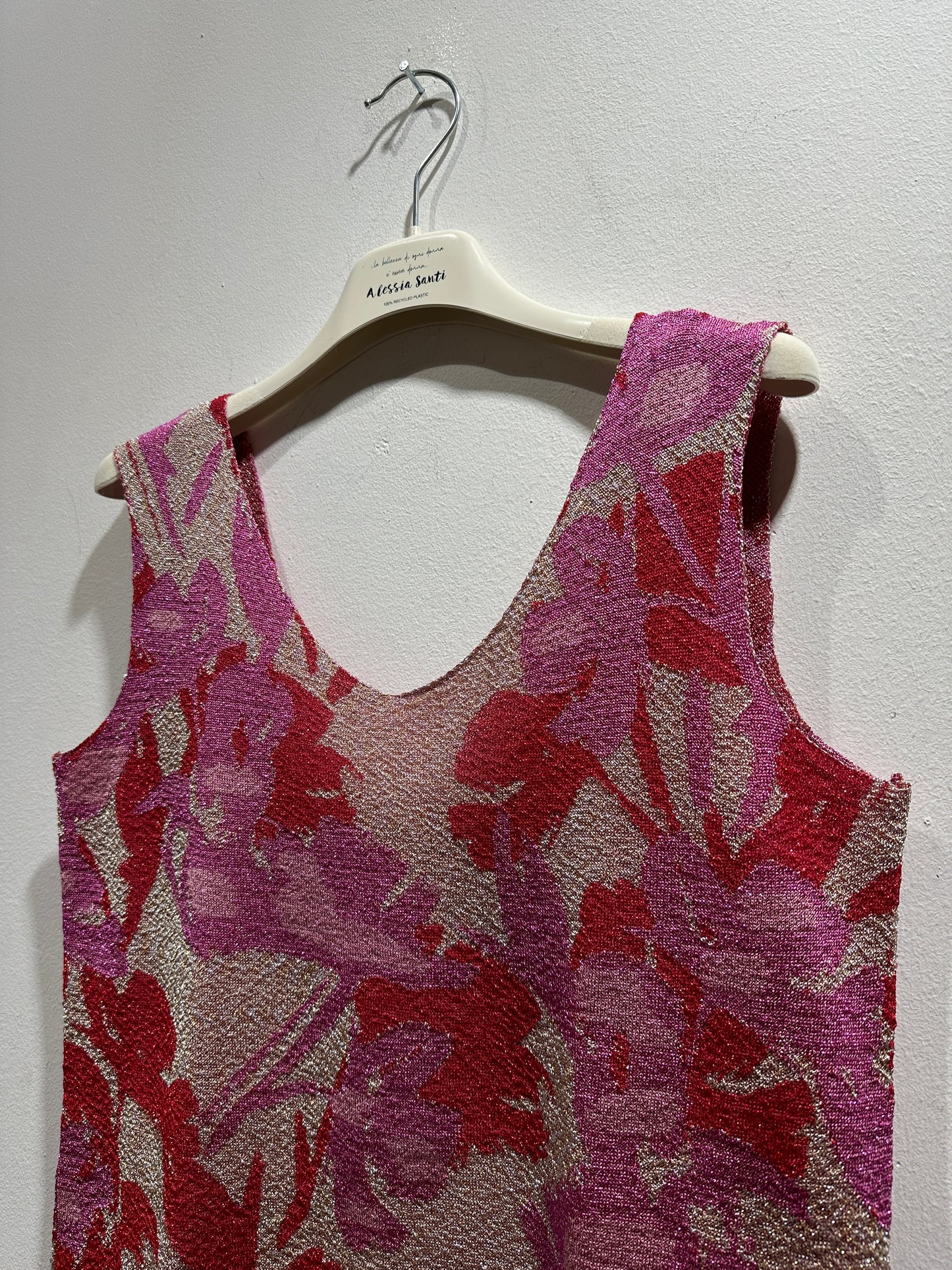 ALESSIA SANTI - Top lurex fantasia floreale, Rosa