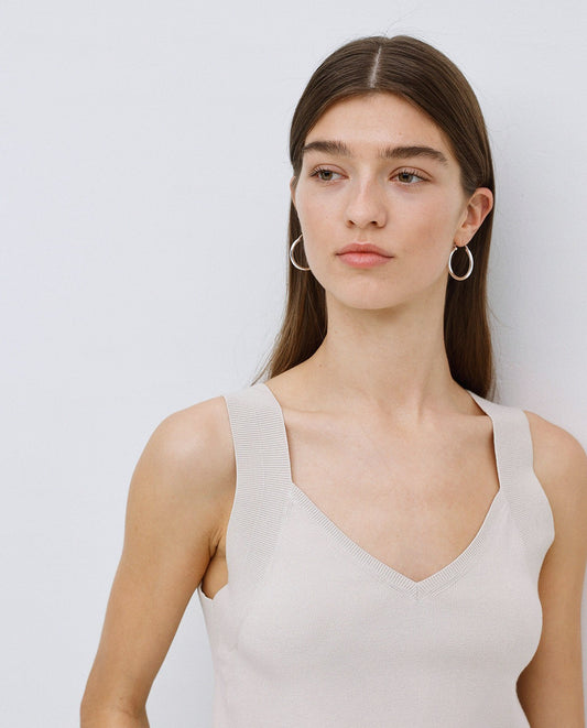 YERSE - Top scollo a V, Beige