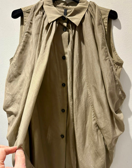 MANESERA - Camicia drappeggiata, Kaki