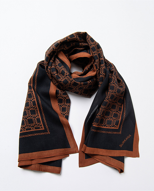 SURKANA - Sciarpa in viscosa fantasia, Nero