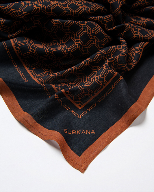 SURKANA - Sciarpa in viscosa fantasia, Nero