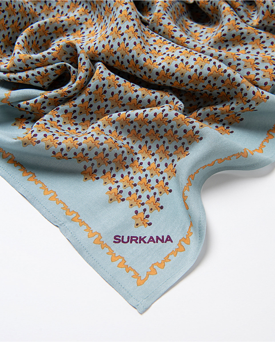 SURKANA - Sciarpa in viscosa fantasia, Blu Polvere