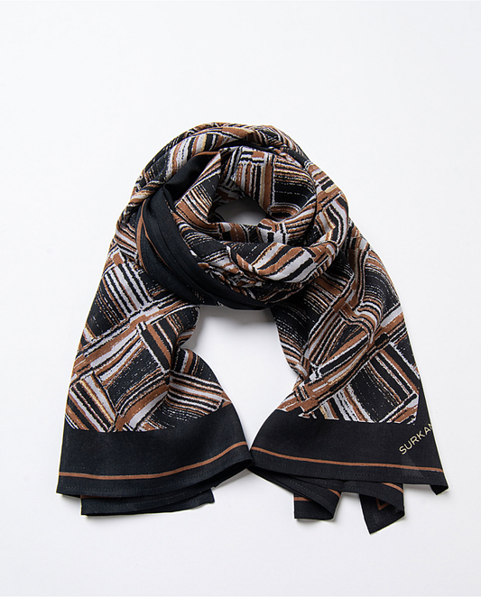 SURKANA - Sciarpa in viscosa fantasia, Nero