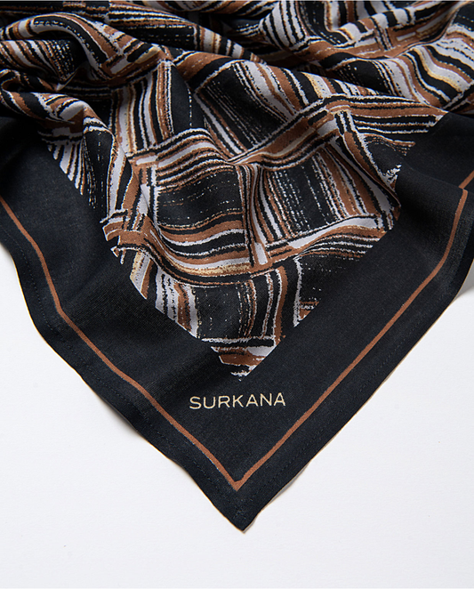 SURKANA - Sciarpa in viscosa fantasia, Nero
