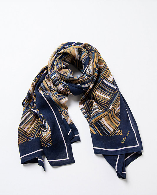 SURKANA - Sciarpa in viscosa fantasia, Azzurro