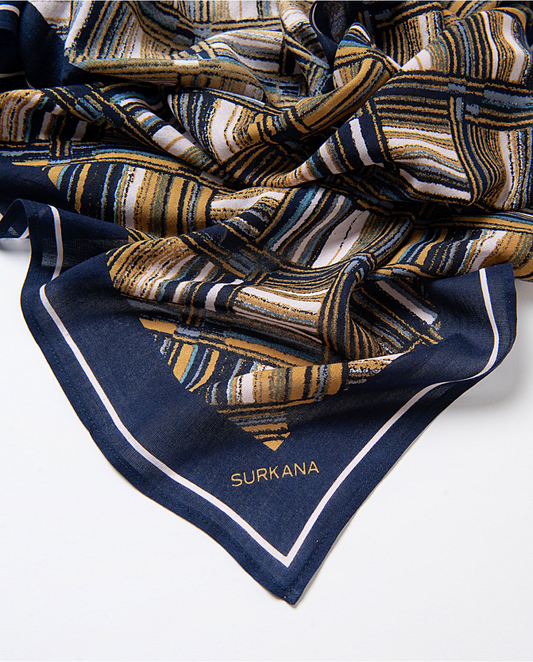 SURKANA - Sciarpa in viscosa fantasia, Azzurro