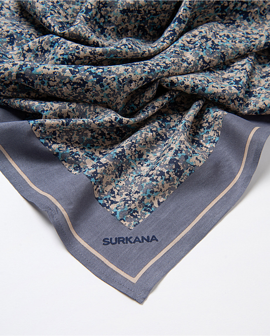 SURKANA - Sciarpa in viscosa fantasia, Blu Petrolio