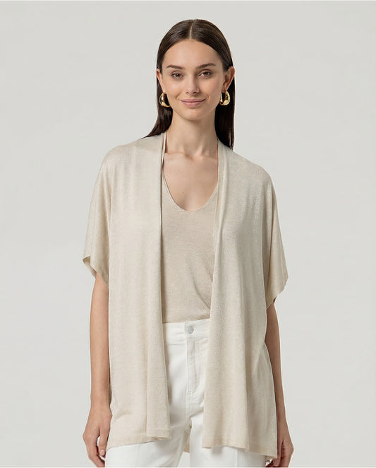 SURKANA - Poncho aperto brillante, Crudo