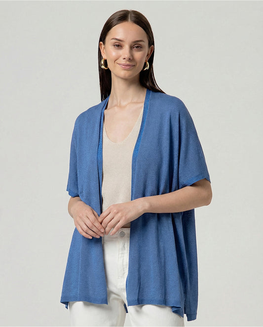 SURKANA - Poncho aperto brillante, Azzurro