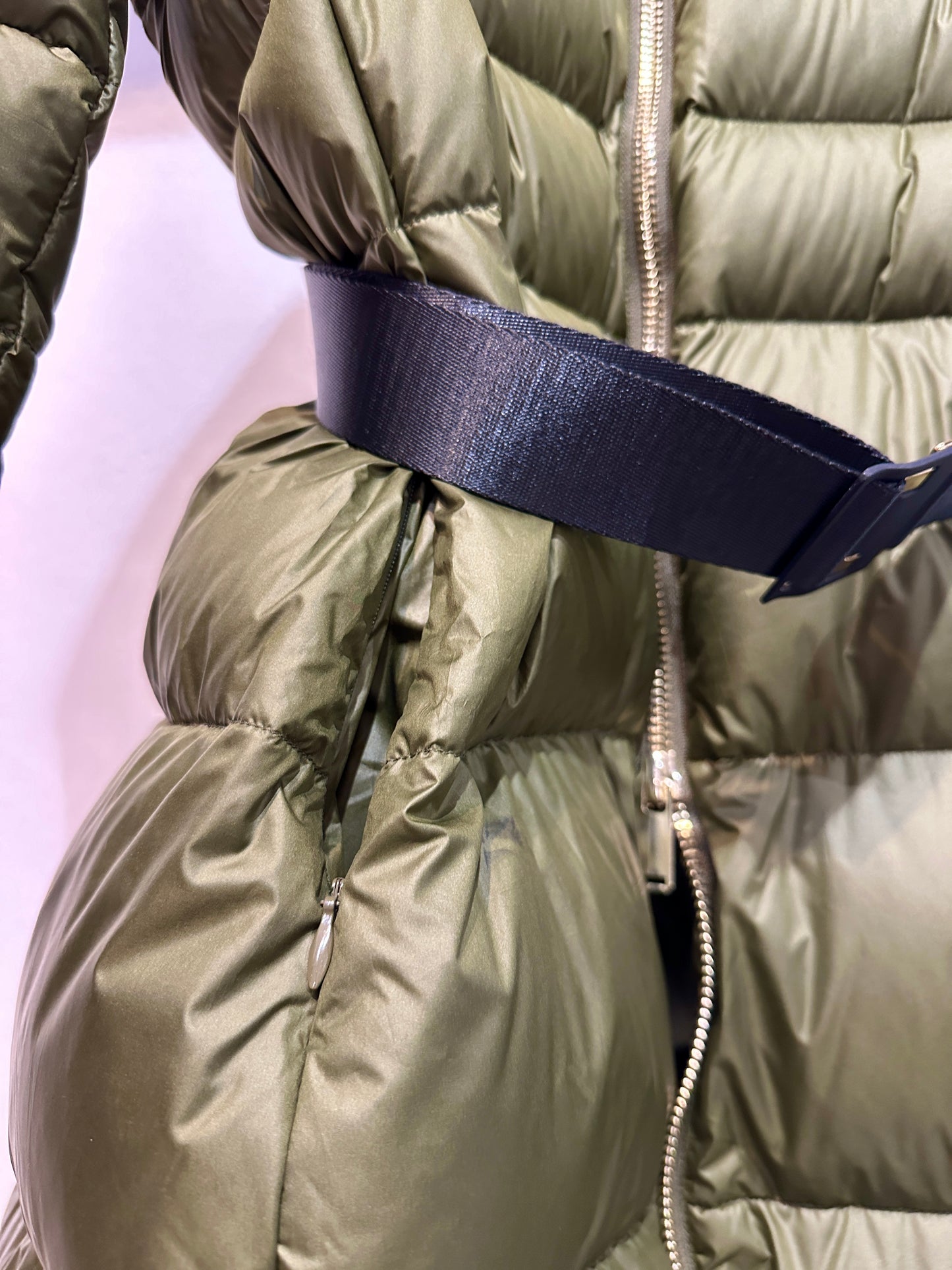VLAB - Piumino con cintura, Verde
