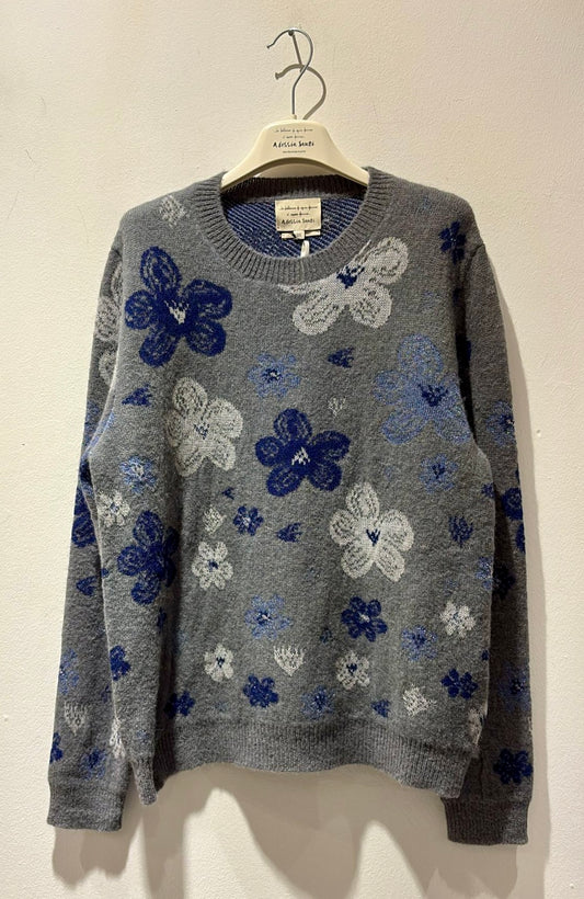 ALESSIA SANTI - Maglione girocollo stampa floreale, Grigio