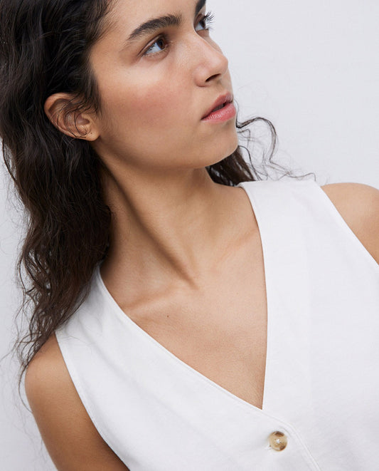 YERSE - Gilet in cotone, Ecru