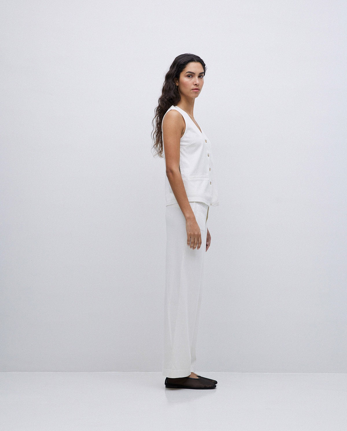 YERSE - Gilet in cotone, Ecru