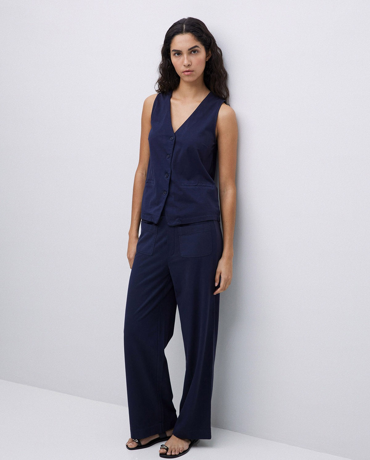 YERSE - Gilet in cotone, Blu