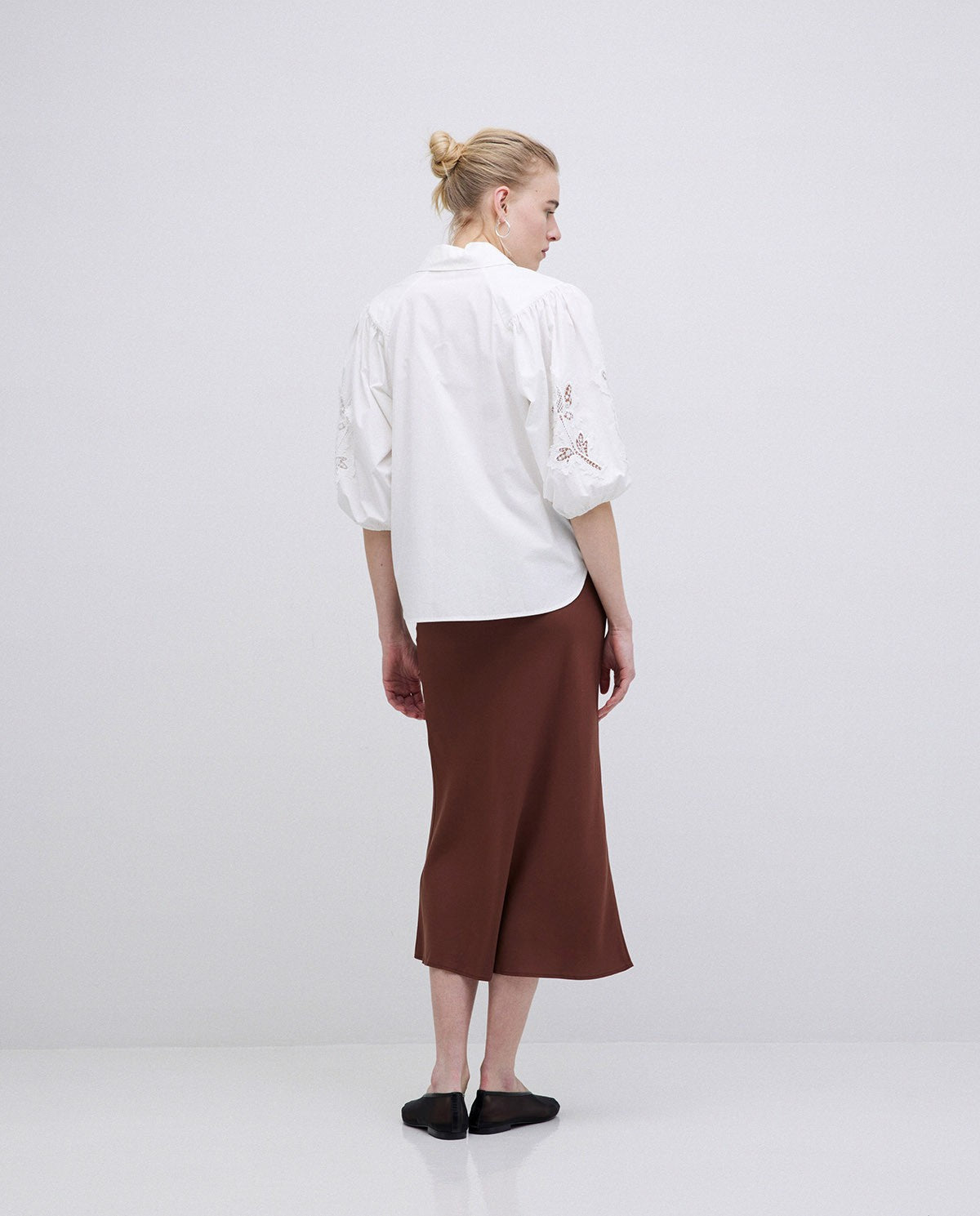 YERSE - Camicia con inserti in pizzo, Bianco