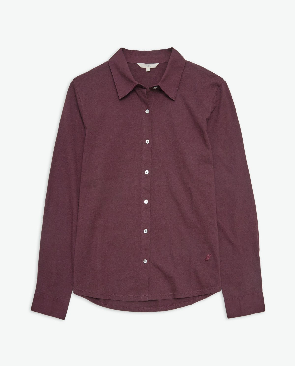 YERSE - Camicia 100% cotone, Melanzana