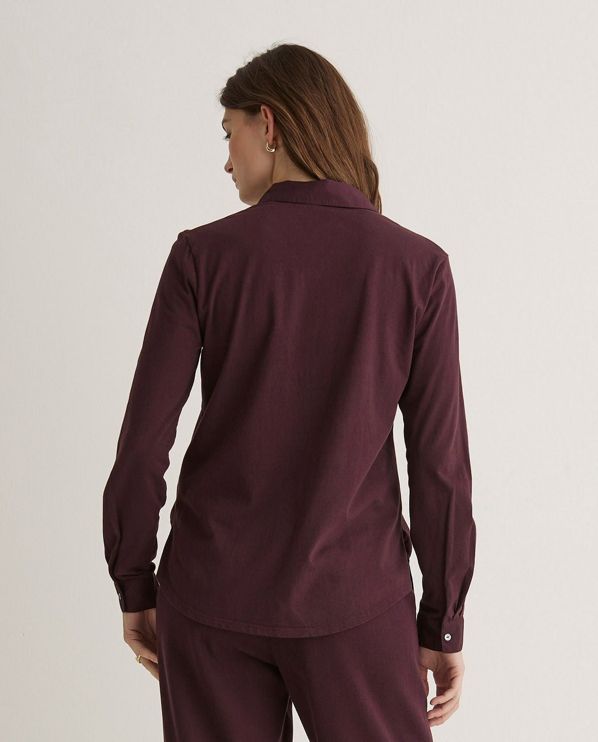 YERSE - Camicia 100% cotone, Melanzana