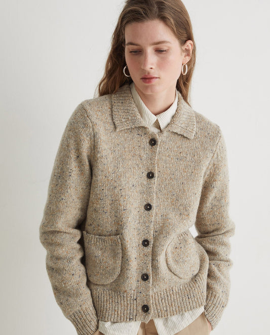 YERSE - Cardigan misto lana merino, Beige