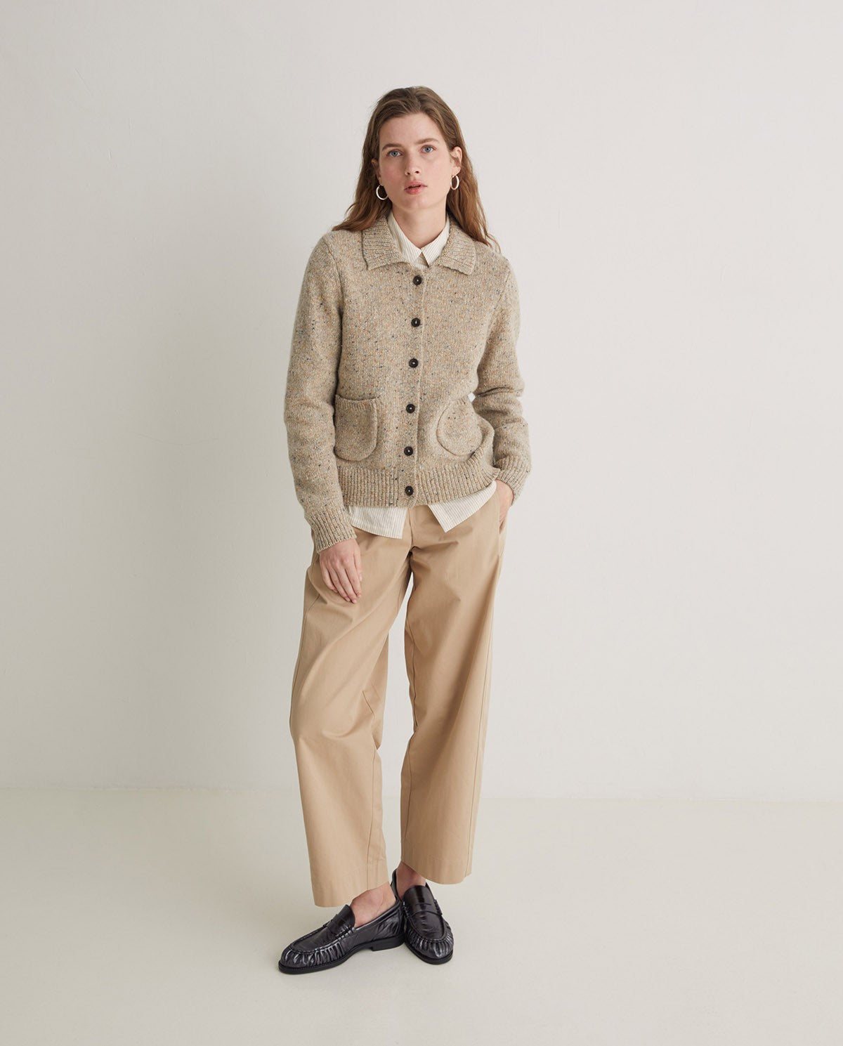 YERSE - Cardigan misto lana merino, Beige