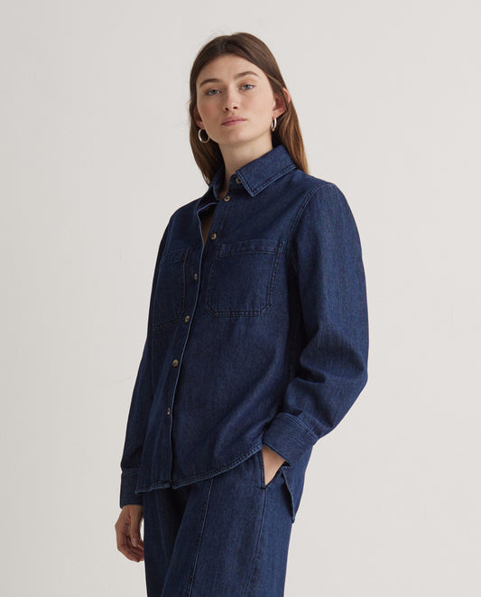 YERSE - Camicia denim in cotone organico, Indigo