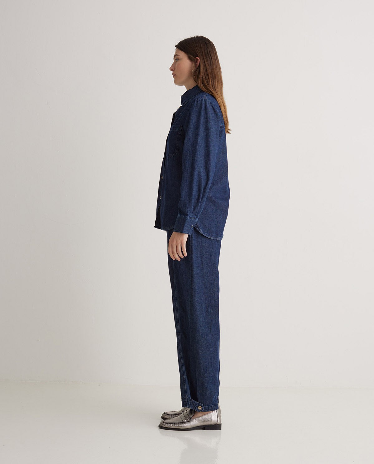YERSE - Camicia denim in cotone organico, Indigo
