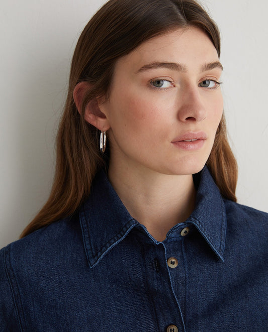 YERSE - Camicia denim in cotone organico, Indigo