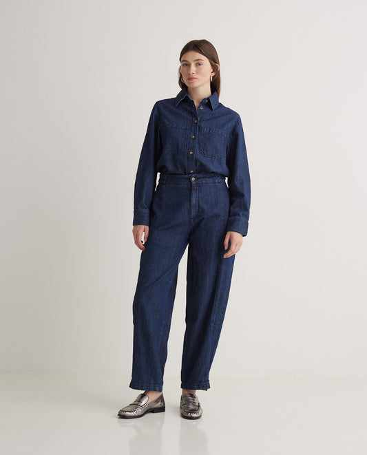 YERSE - Pantalone denim in cotone organico, Indigo