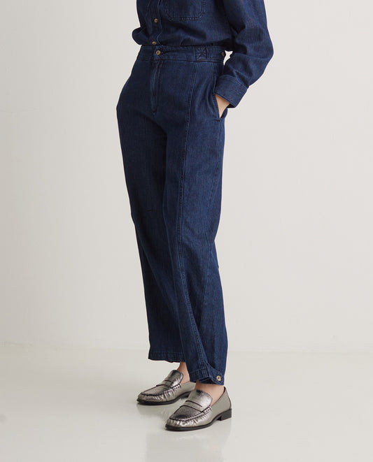 YERSE - Pantalone denim in cotone organico, Indigo