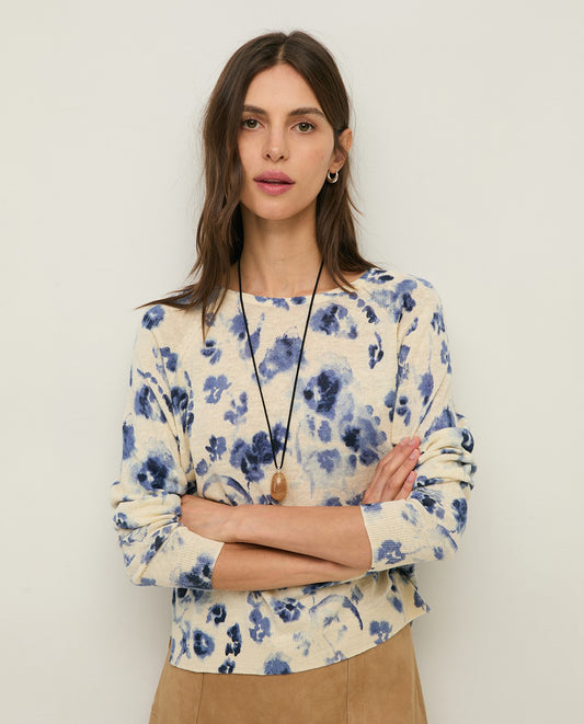 YERSE - Maglia floreale, Blu