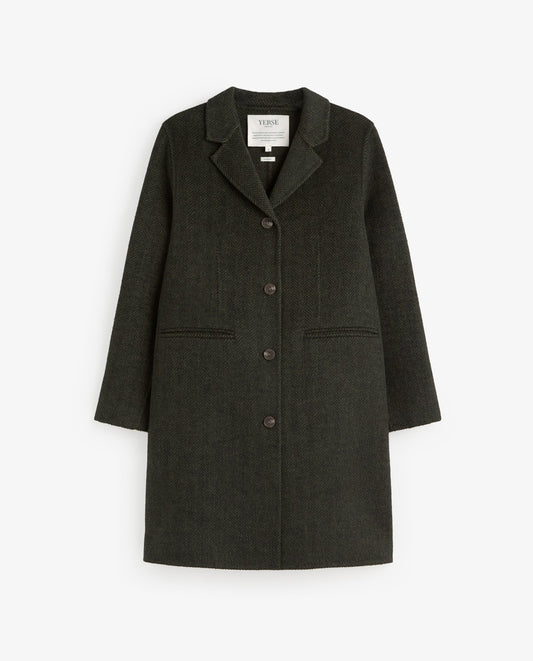 YERSE - Cappotto midi in misto lana spigato