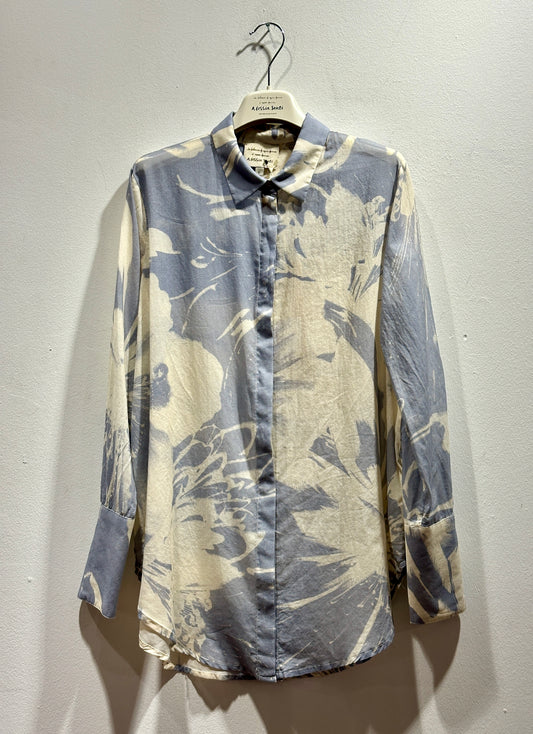 ALESSIA SANTI - Camicia fantasia floreale, Azzurro