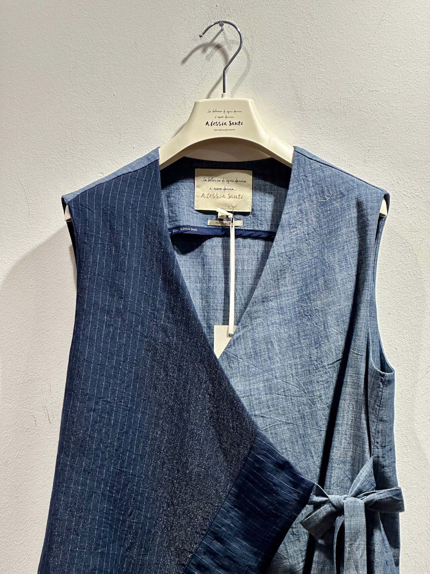ALESSIA SANTI - Gilet lungo in cotone, Blu