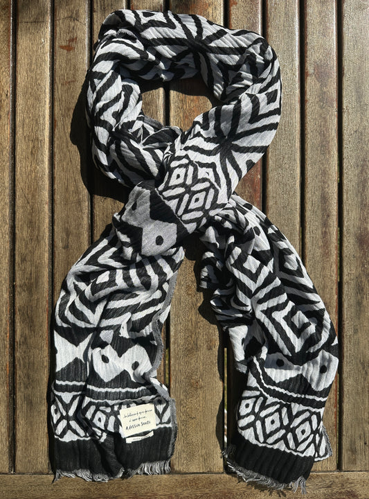 ALESSIA SANTI - Sciarpa stampa geometrica, Nero