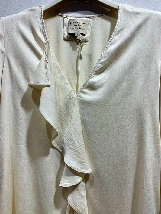 ALESSIA SANTI - Blusa volant, Crema