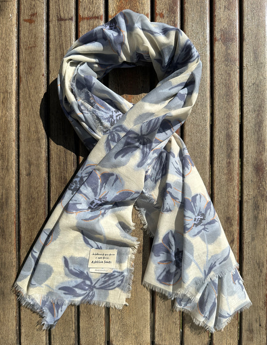 ALESSIA SANTI - Sciarpa stampa floreale, Azzurro